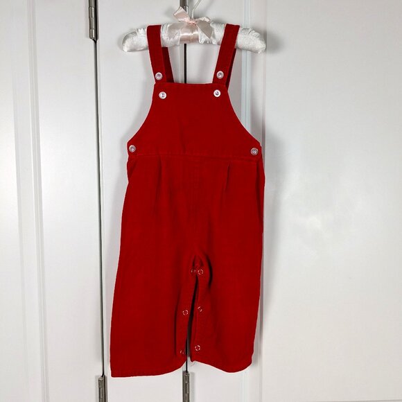Vtg Toddletime JC Penny Red Corduroy Overalls Toddler Sz 1.5 12-18M Japan Made - Picture 1 of 10